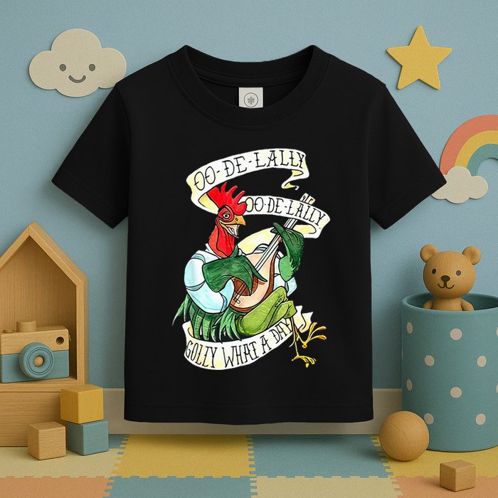 OO DE LALLY GOLLY What A Day Rooster Playing Guitar Toddler T-Shirt