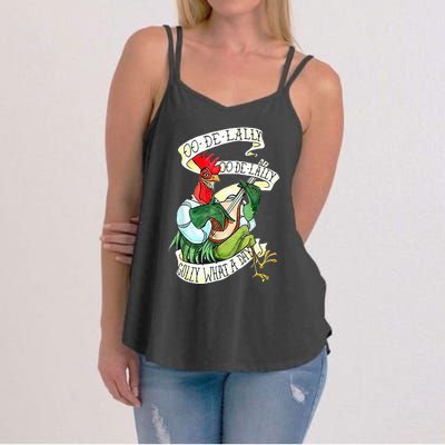 OO DE LALLY GOLLY What A Day Rooster Playing Guitar Women's Strappy Tank