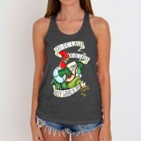 OO DE LALLY GOLLY What A Day Rooster Playing Guitar Women's Knotted Racerback Tank