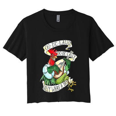 OO DE LALLY GOLLY What A Day Rooster Playing Guitar Crop Top