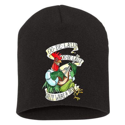 OO DE LALLY GOLLY What A Day Rooster Playing Guitar Short Acrylic Beanie