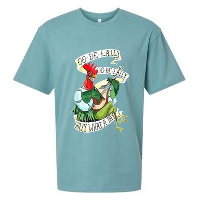 OO DE LALLY GOLLY What A Day Rooster Playing Guitar Sueded Cloud Jersey T-Shirt