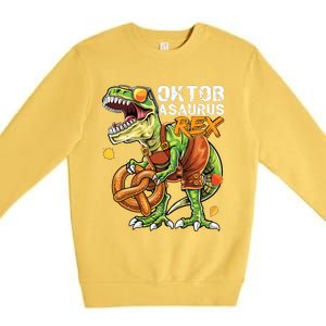 Oktoberfest Dinosaur Lederhosen Bavarian Costume Premium Crewneck Sweatshirt