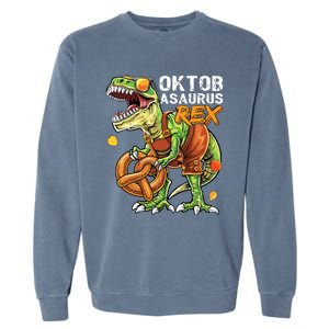 Oktoberfest Dinosaur Lederhosen Bavarian Costume Garment-Dyed Sweatshirt