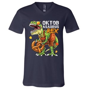 Oktoberfest Dinosaur Lederhosen Bavarian Costume V-Neck T-Shirt