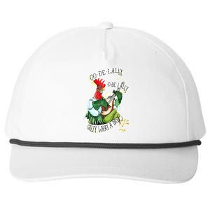 OO DE LALLY GOLLY What A Day Rooster Playing Guitar Snapback Five-Panel Rope Hat