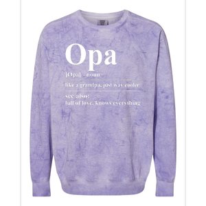 Opa Dictionary Like A Grandpa Just Way Cooler Colorblast Crewneck Sweatshirt