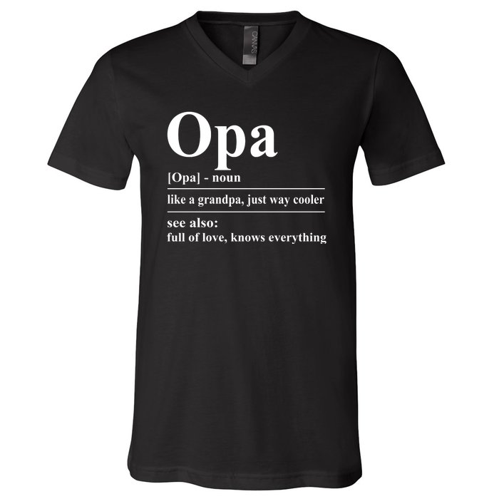 Opa Dictionary Like A Grandpa Just Way Cooler V-Neck T-Shirt