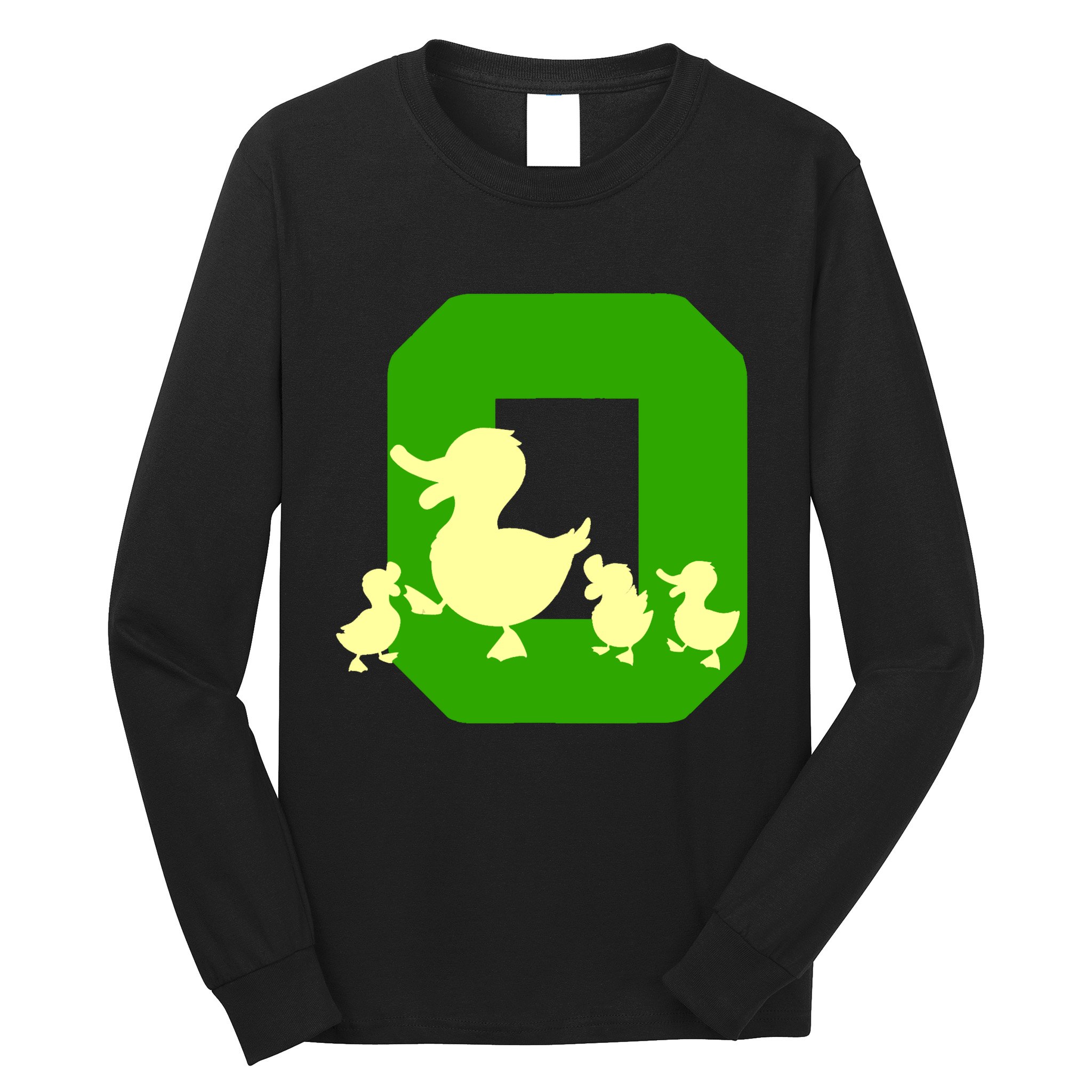 Oregon Duck Letter O Funny Oregon Yellow Duck Long Sleeve Shirt