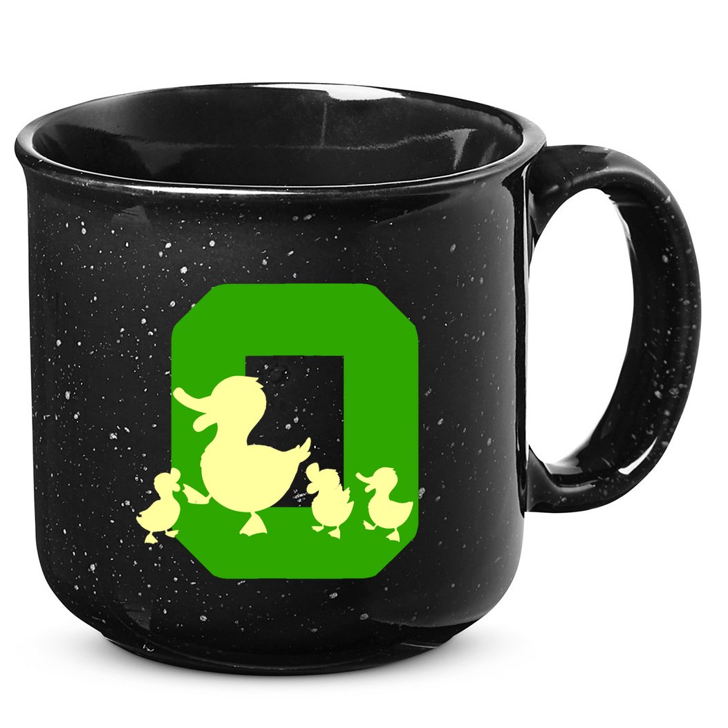 Oregon Duck Letter O Funny Oregon Yellow Duck 15oz Campfire Ceramic Mug