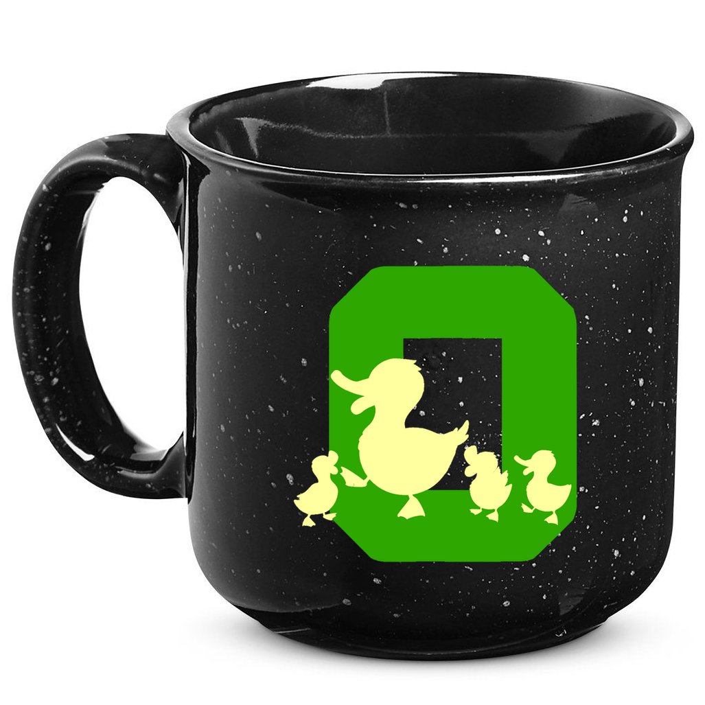 Oregon Duck Letter O Funny Oregon Yellow Duck 15oz Campfire Ceramic Mug