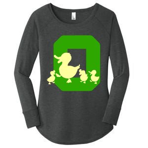 Oregon Duck Letter O Funny Oregon Yellow Duck Women's Perfect Tri Tunic Long Sleeve Shirt