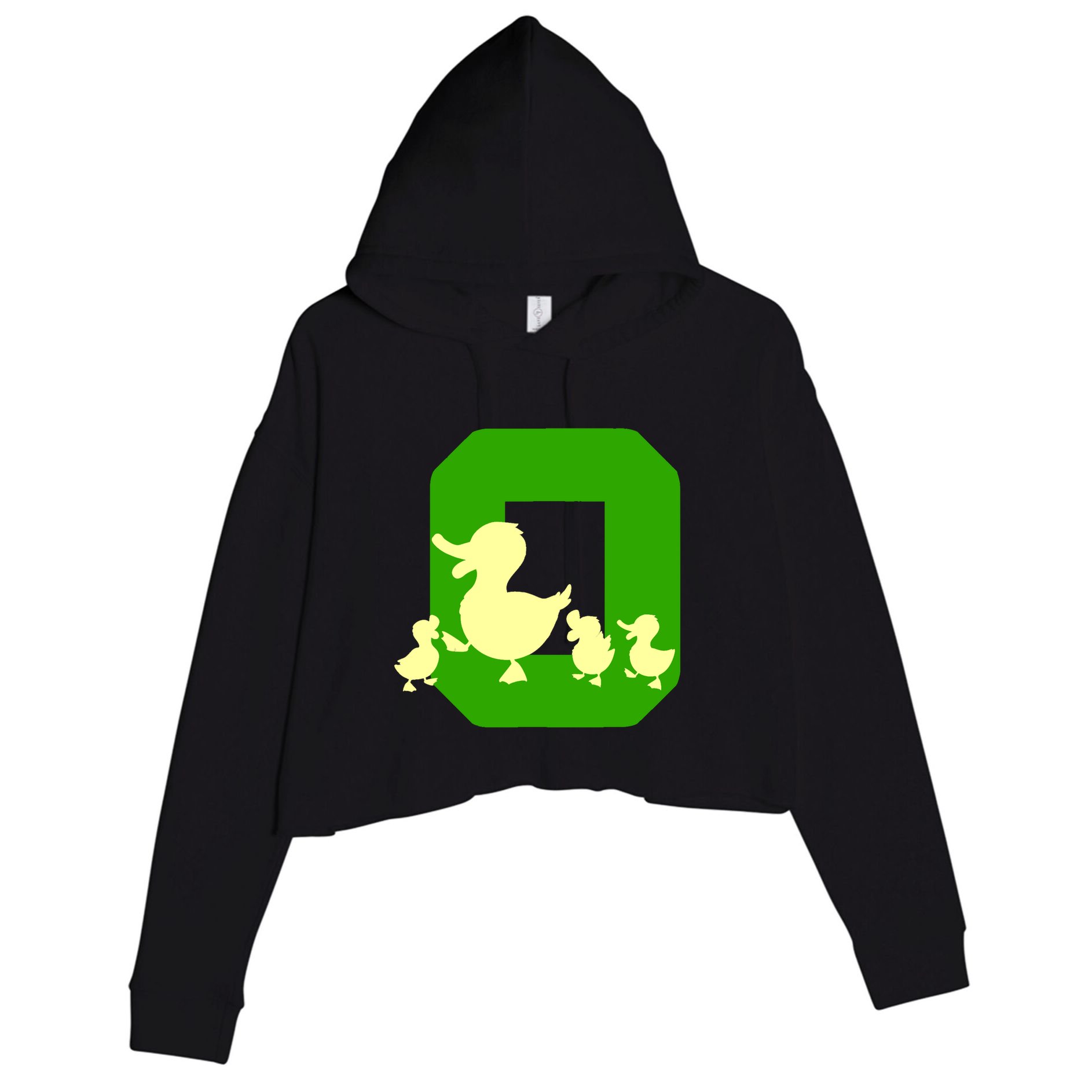 Oregon Duck Letter O Funny Oregon Yellow Duck Crop Fleece Hoodie