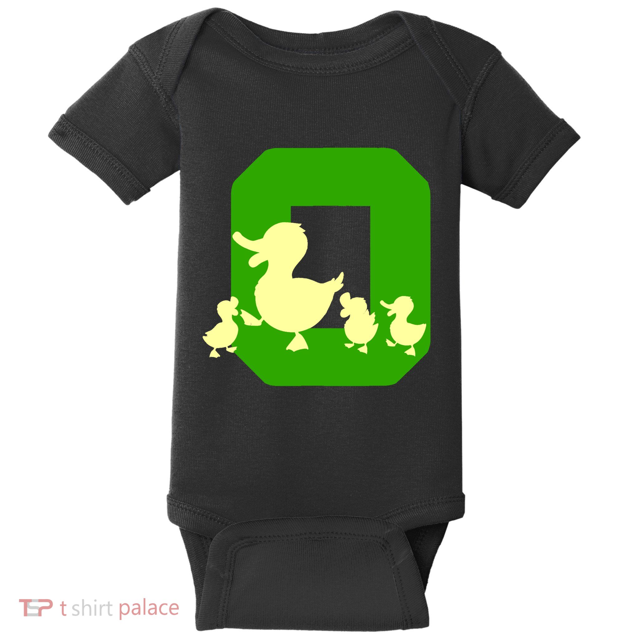 Oregon Duck Letter O Funny Oregon Yellow Duck Baby Bodysuit