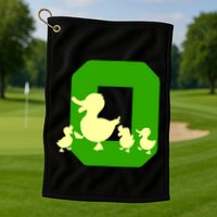 Oregon Duck Letter O Funny Oregon Yellow Duck Golf Towel