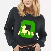 Oregon Duck Letter O Funny Oregon Yellow Duck Cropped Pullover Crew