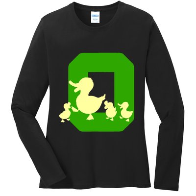 Oregon Duck Letter O Funny Oregon Yellow Duck Ladies Long Sleeve Shirt