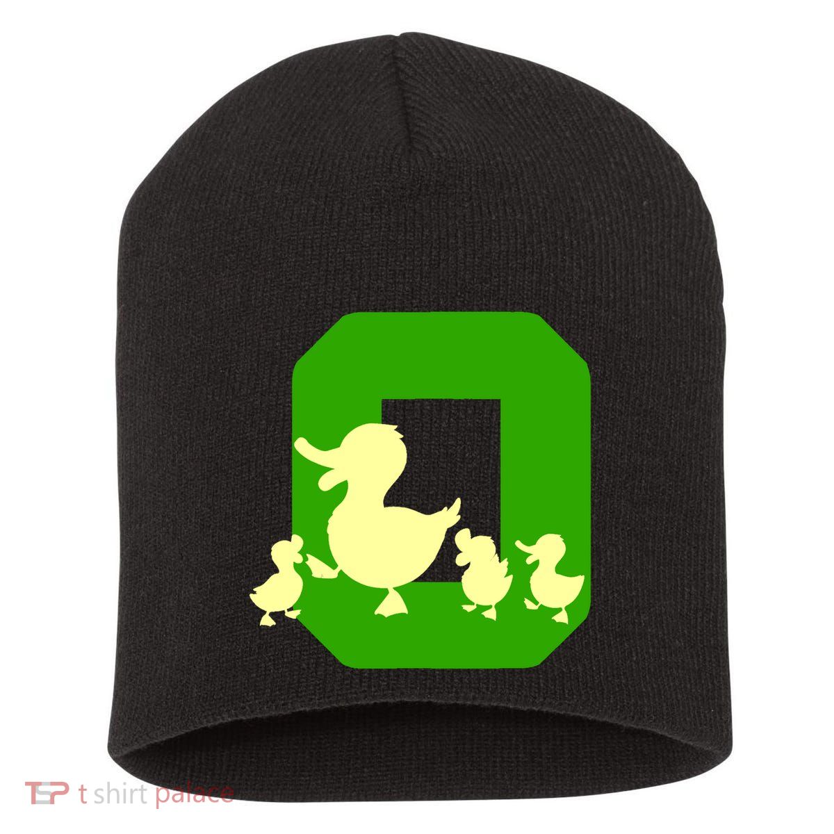 Oregon Duck Letter O Funny Oregon Yellow Duck Short Acrylic Beanie