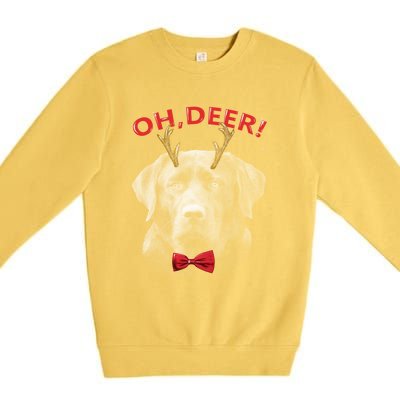 Oh Deer Labrador Xmas Red Bowtie Gift Premium Crewneck Sweatshirt