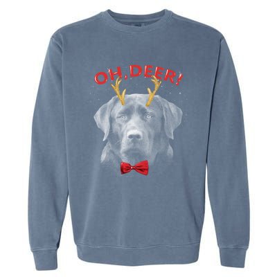 Oh Deer Labrador Xmas Red Bowtie Gift Garment-Dyed Sweatshirt