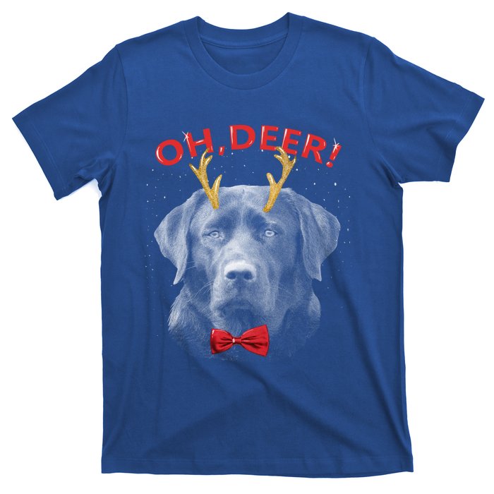 Oh Deer Labrador Xmas Red Bowtie Gift T-Shirt