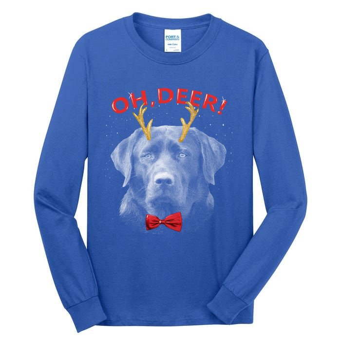 Oh Deer Labrador Xmas Red Bowtie Gift Tall Long Sleeve T-Shirt