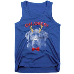 Oh Deer Labrador Xmas Red Bowtie Gift Tank Top