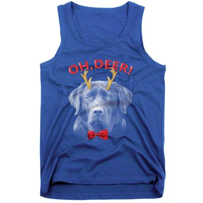 Oh Deer Labrador Xmas Red Bowtie Gift Tank Top