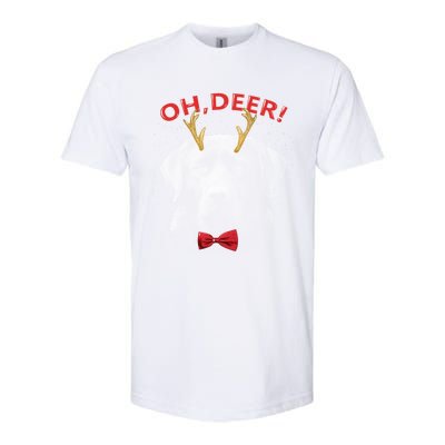 Oh Deer Labrador Xmas Red Bowtie Gift Softstyle® CVC T-Shirt