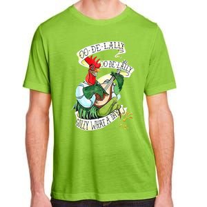 OO DE LALLY GOLLY What A Day Rooster Playing  Adult ChromaSoft Performance T-Shirt