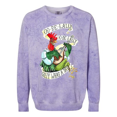 OO DE LALLY GOLLY What A Day Rooster Playing  Colorblast Crewneck Sweatshirt