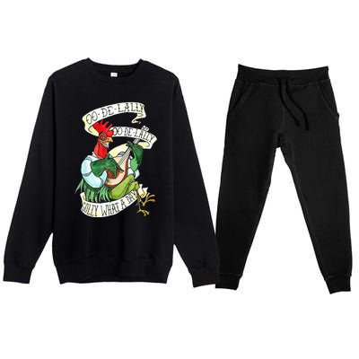 OO DE LALLY GOLLY What A Day Rooster Playing  Premium Crewneck Sweatsuit Set