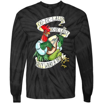 OO DE LALLY GOLLY What A Day Rooster Playing  Tie-Dye Long Sleeve Shirt