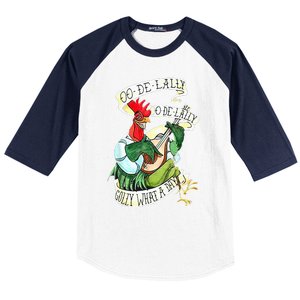 OO DE LALLY GOLLY What A Day Rooster Playing  Baseball Sleeve Shirt