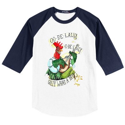 OO DE LALLY GOLLY What A Day Rooster Playing  Baseball Sleeve Shirt