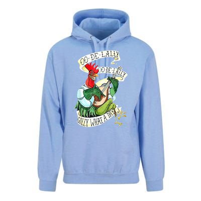 OO DE LALLY GOLLY What A Day Rooster Playing  Unisex Surf Hoodie