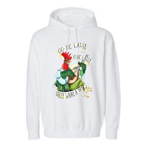 OO DE LALLY GOLLY What A Day Rooster Playing  Garment-Dyed Fleece Hoodie