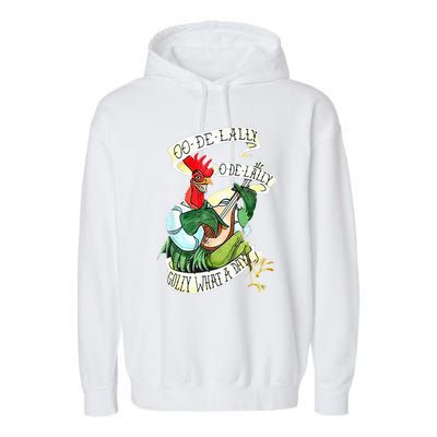 OO DE LALLY GOLLY What A Day Rooster Playing  Garment-Dyed Fleece Hoodie