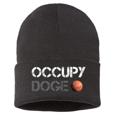 Occupy Doge Mars Department Of Government Efficiency D.O.G.E Sustainable Knit Beanie