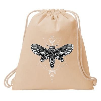 Occult Death Moth Mystic Death Moth And Sacred Geometry Drawstring Bag