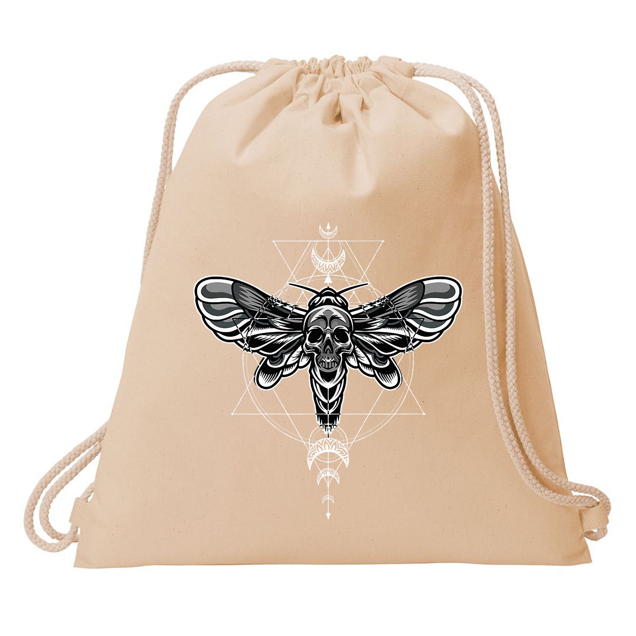 Occult Death Moth Mystic Death Moth And Sacred Geometry Drawstring Bag