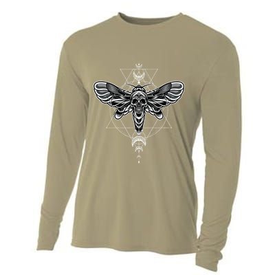 Occult Death Moth Mystic Death Moth And Sacred Geometry Cooling Performance Long Sleeve Crew