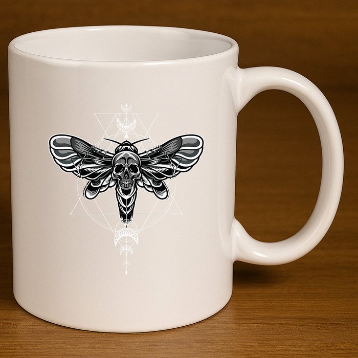 Occult Death Moth Mystic Death Moth And Sacred Geometry 11oz C Handle Ceramic Mug