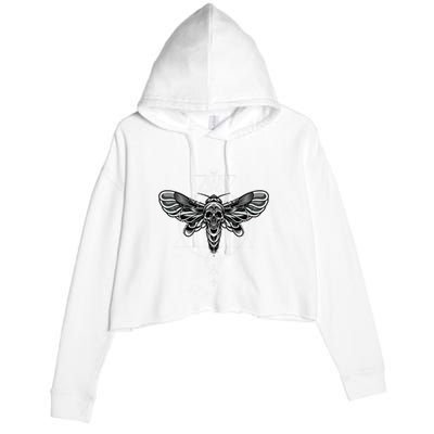 Occult Death Moth Mystic Death Moth And Sacred Geometry Crop Fleece Hoodie