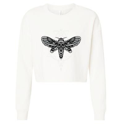 Occult Death Moth Mystic Death Moth And Sacred Geometry Cropped Pullover Crew