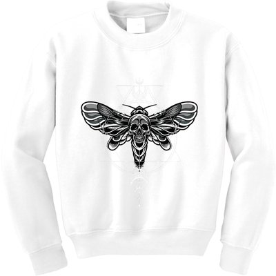 Occult Death Moth Mystic Death Moth And Sacred Geometry Kids Sweatshirt