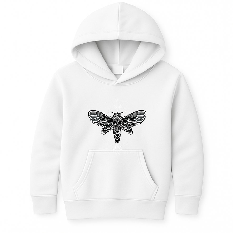 Occult Death Moth Mystic Death Moth And Sacred Geometry Kids Hoodie