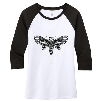 Occult Death Moth Mystic Death Moth And Sacred Geometry Women's Tri-Blend 3/4-Sleeve Raglan Shirt