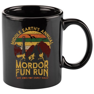 One Does Not Simply Walk Vintage Middle EarthS Annual Mordor Fun Run 11oz C Handle Ceramic Mug