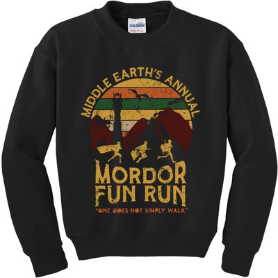 One Does Not Simply Walk Vintage Middle EarthS Annual Mordor Fun Run Kids Sweatshirt
